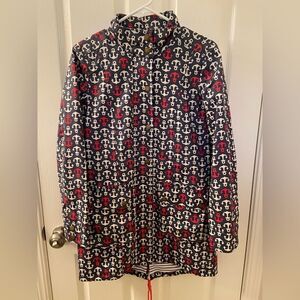 Boden Women's Spring Parka Red White Blue Anchor Raincoat Coat Jacket Size US 4